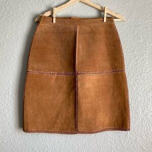 Vtg leather patchwork skirt